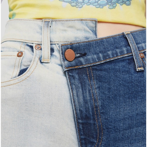ALICE + OLIVIA Amazing Two Tone High Rise Boyfriend Jeans {C2} - Picture 4 of 10